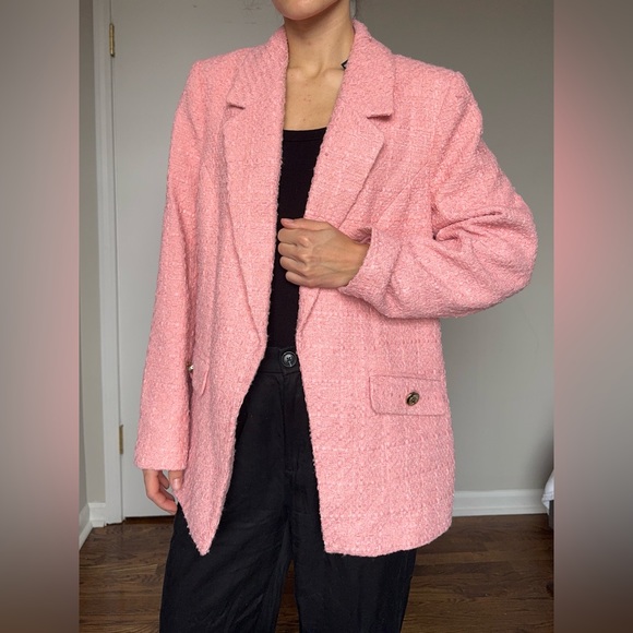 River Island Pink Tweed Blazer – Elegant Chanel-Inspired Style NWT - Picture 2 of 14